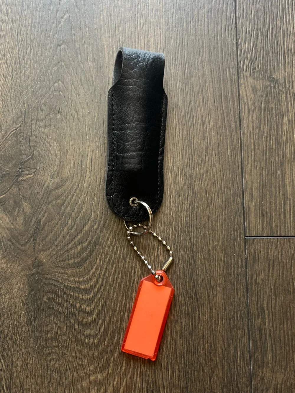 Black Leather Pepper Spray Holster Key Chain